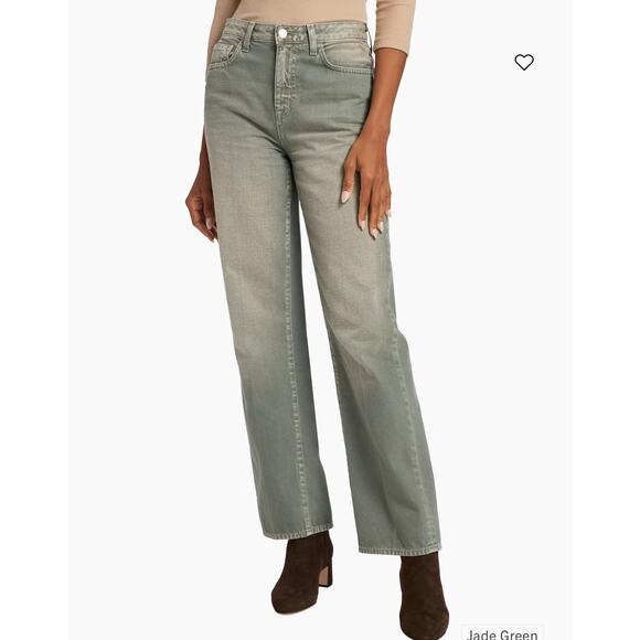 L'AGENCE Jones Ultra High-Rise Stovepipe Jeans Jade Green 26 - Picture 3 of 11